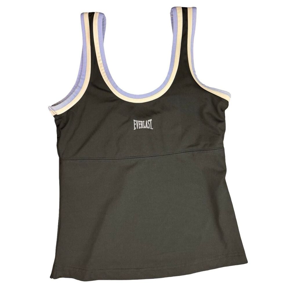 Everlast Women's Black and Purple Athletic Tank Top With Built-in Shelf Bra
